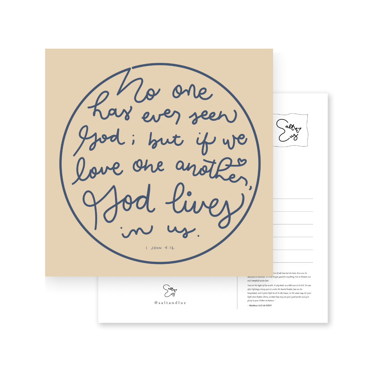 If we love one another, God lives in us Postcard