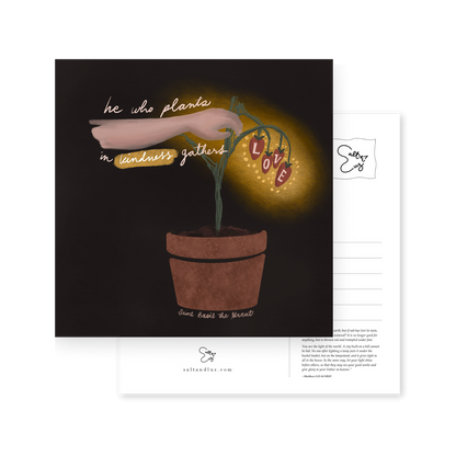St Basil the Great: He who plants in kindness gathers love Postcard